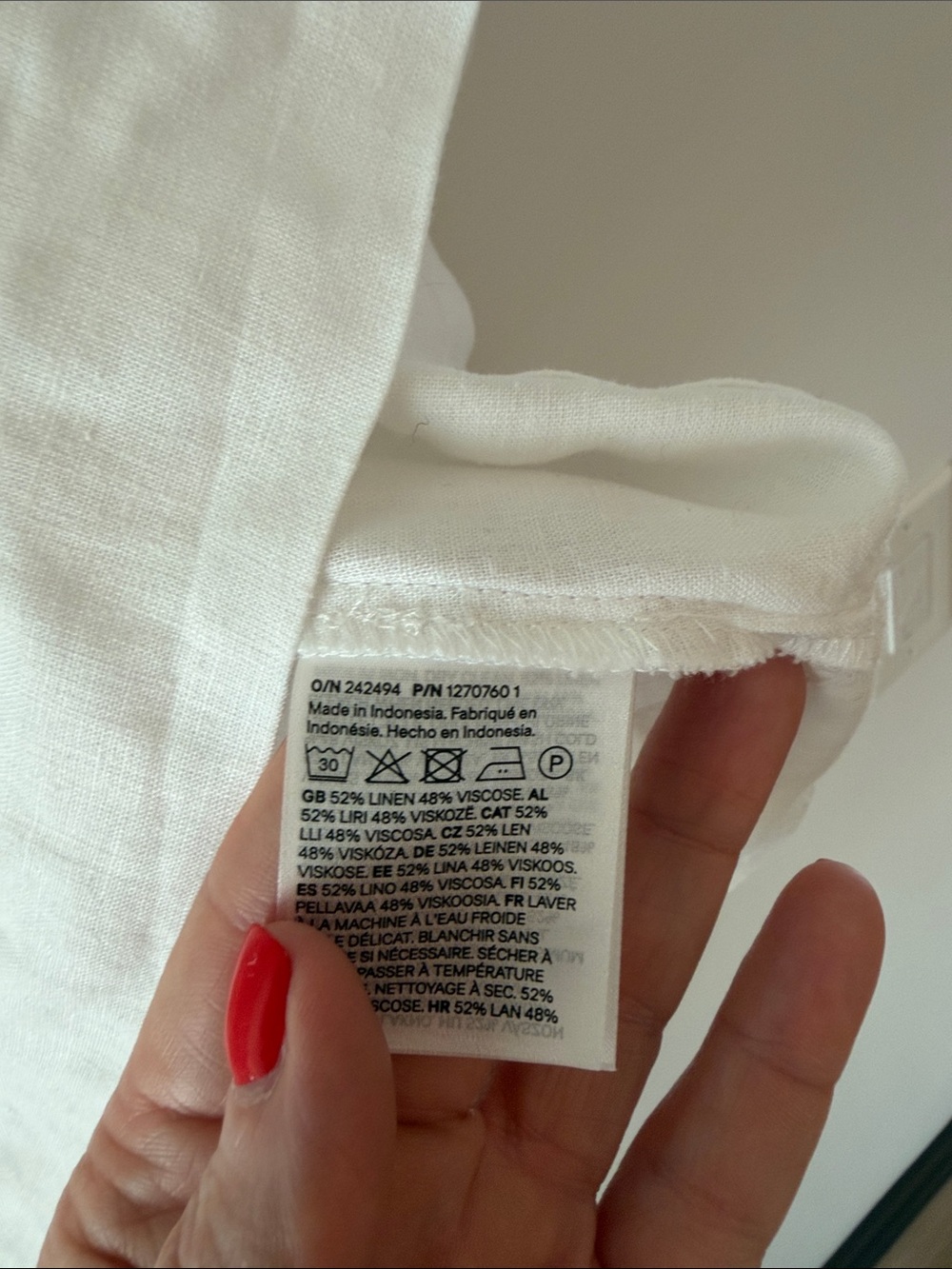 H&M White V-Neck Tie Peasant Blouse - Picture 6 of 8